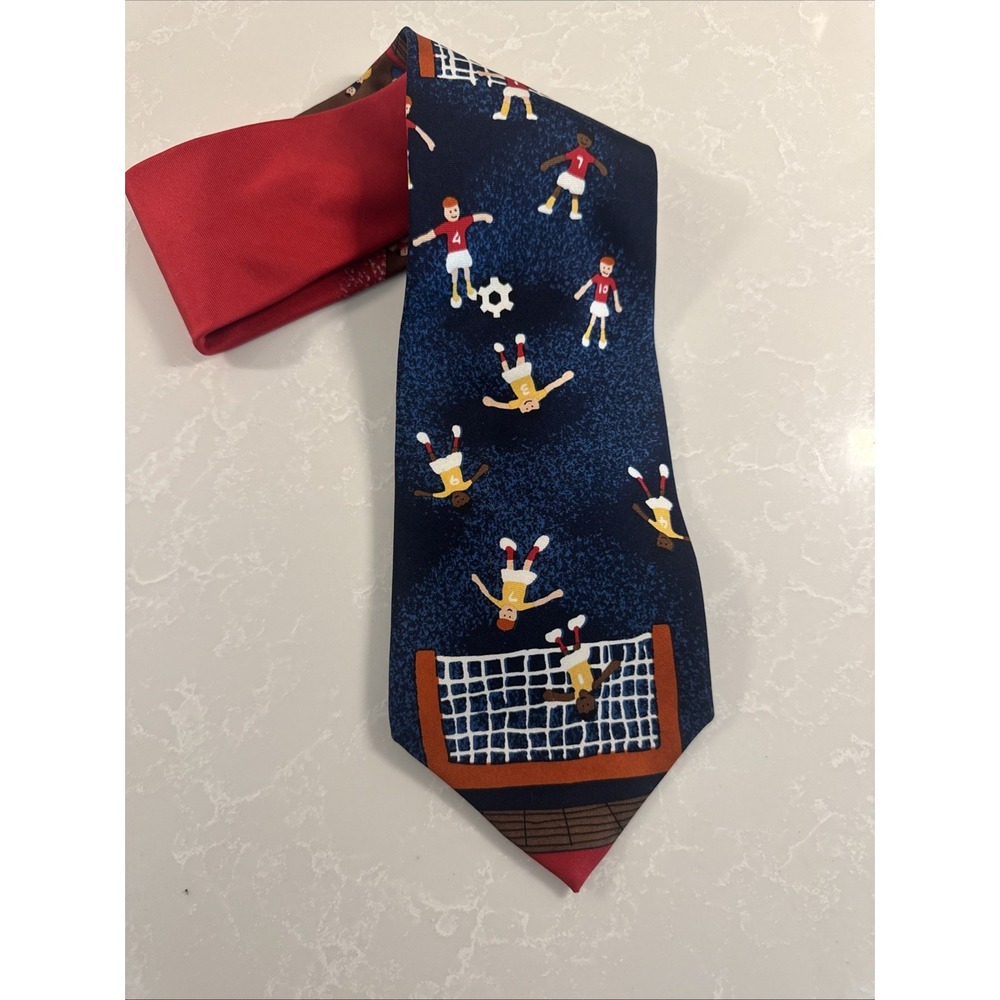 Men's Soccer Pattern Tie Silk Save The Children‎ Made In USA